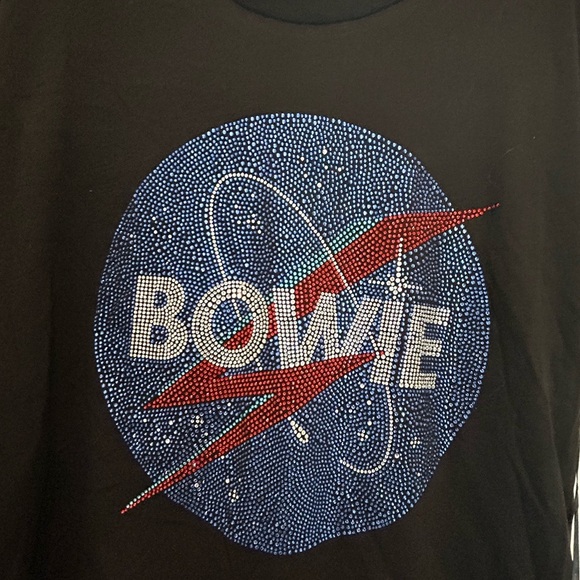 NWT Revolve Lauren Moshi crystal and sequin Black Bowie Graphic T-Shirt - Picture 5 of 6